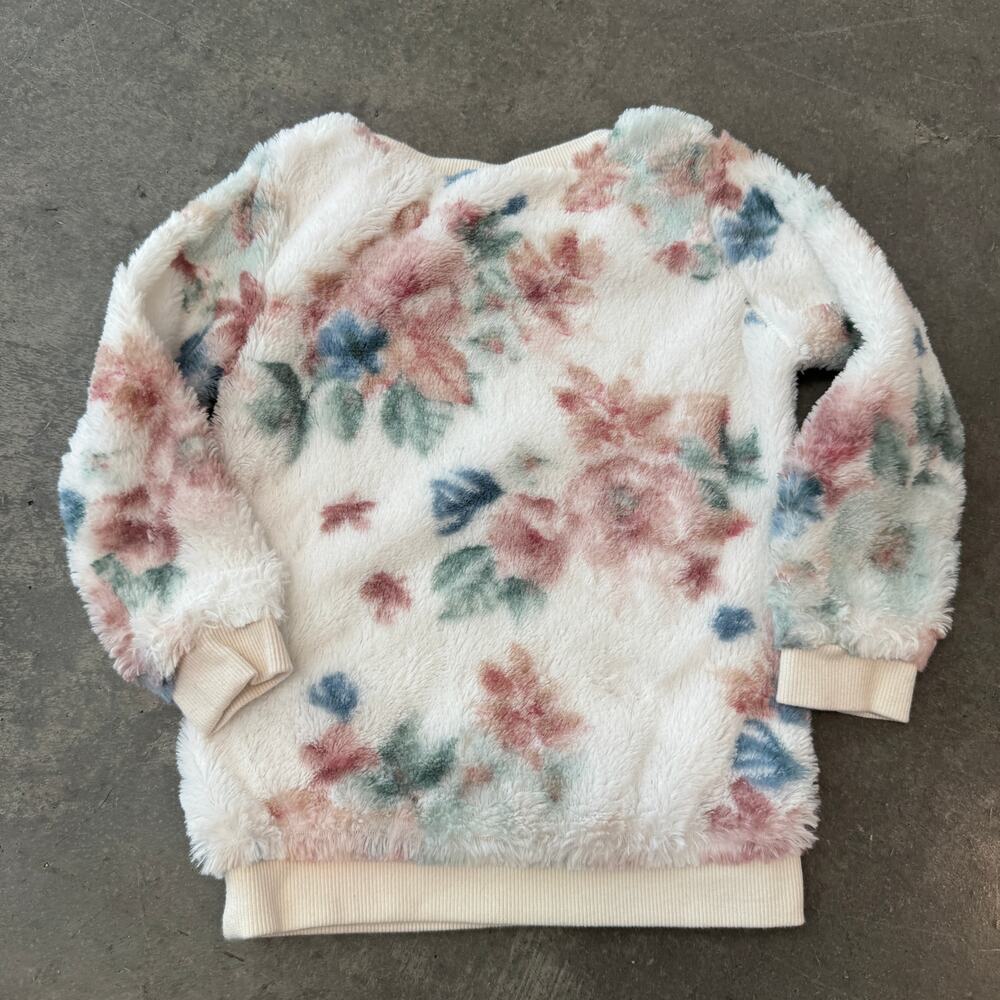 Vintage Y2K Juicy Couture Floral Toddler Youth Fur White Crewneck Pullover 3T - Picture 2 of 5